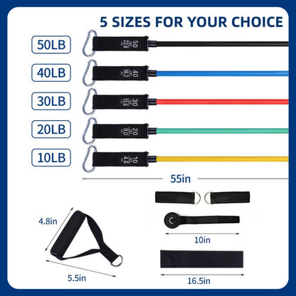 Resistance Bands Set with Handles for Stretching, Gym, Muscle Training & Home Workouts