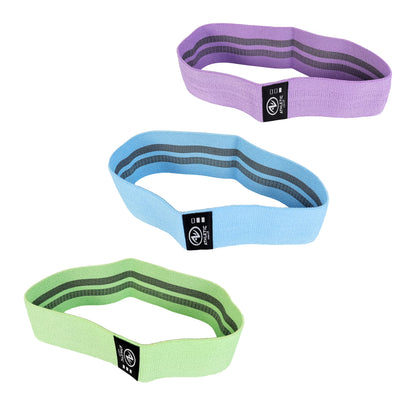 Fabric Exercise Bands with 3 Resistance Levels & Carry Bag