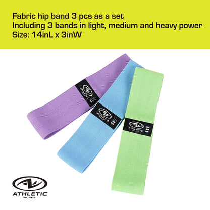 Fabric Exercise Bands with 3 Resistance Levels & Carry Bag