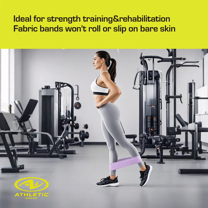 Fabric Exercise Bands with 3 Resistance Levels & Carry Bag