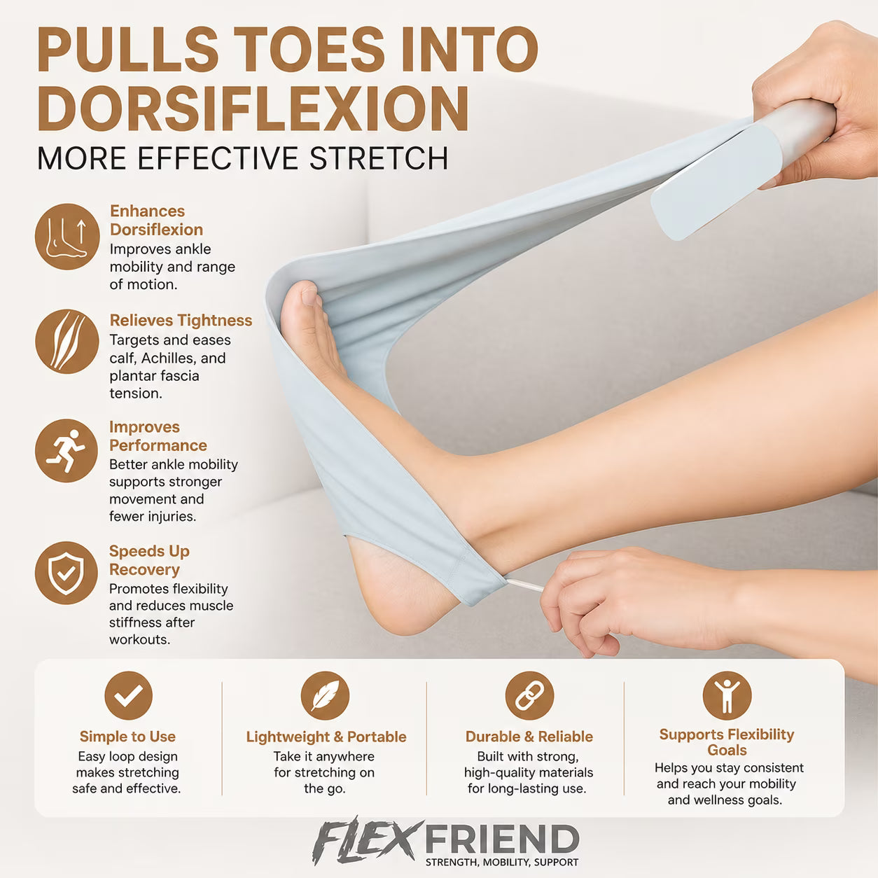 Non-Elastic Yoga & Pilates Stretching Strap with Ergonomic Handles