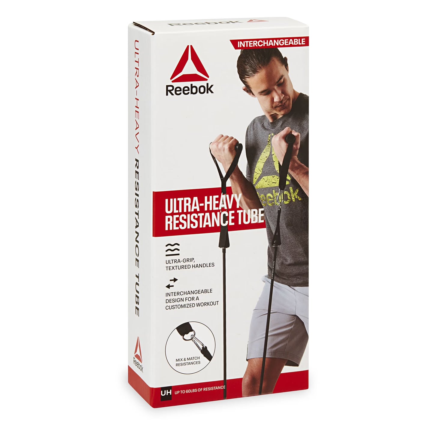 Reebok Delta Sure Grip Resistance Cord – Light to Ultra Heavy, Interchangeable Tubing